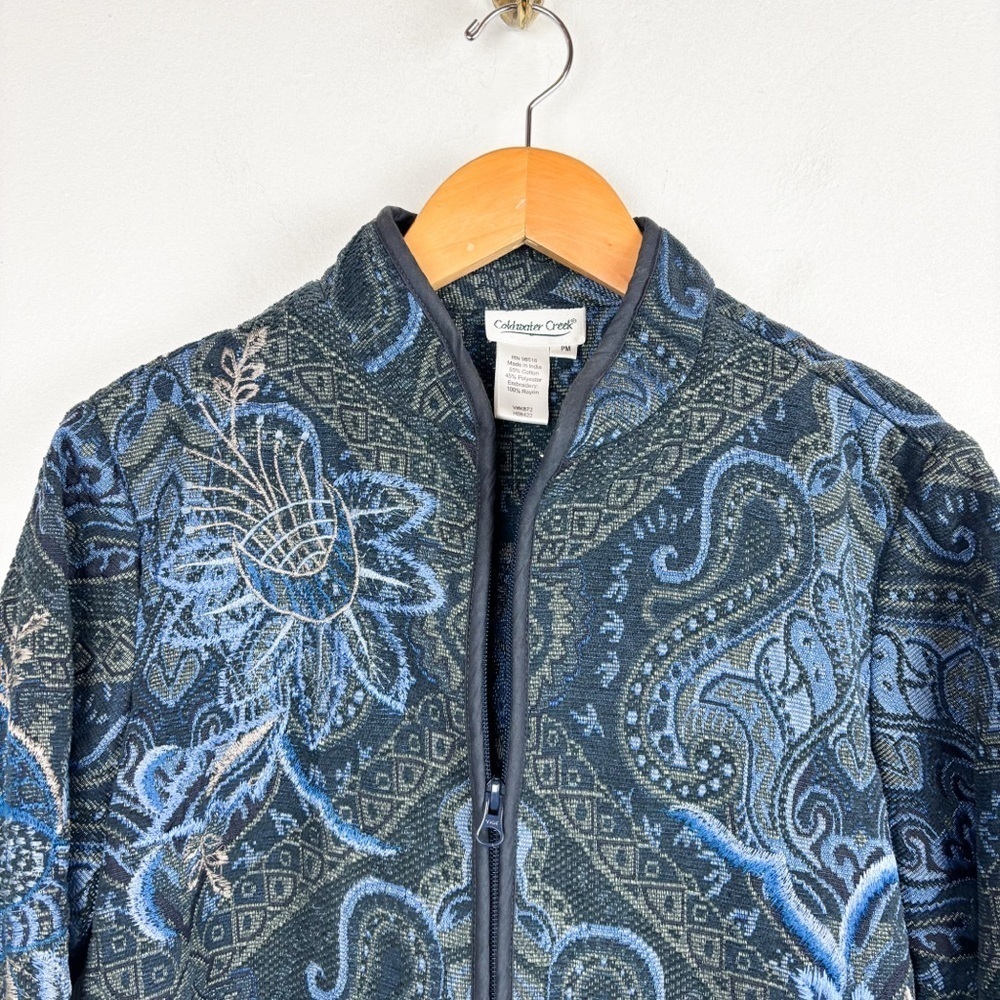 Vintage Coldwater Creek Boho Blue Embroidered Jacket Sz M - Picture 6 of 8